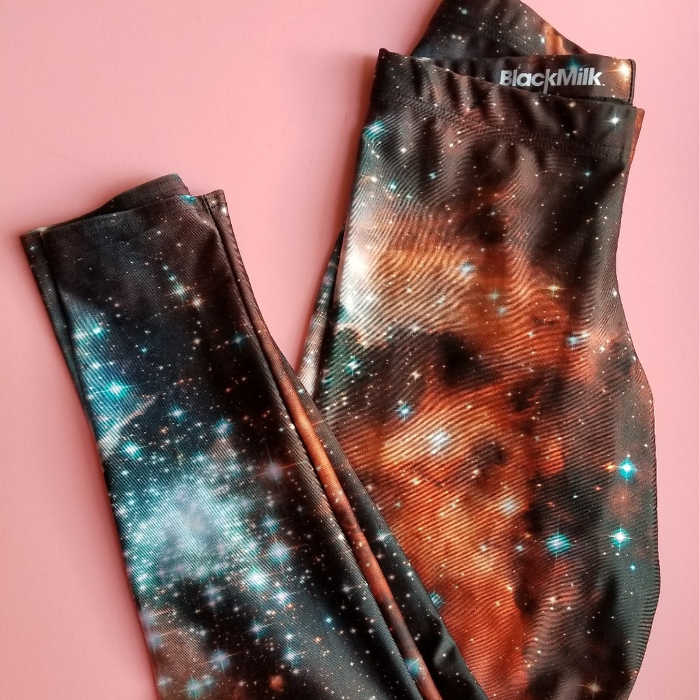 Blackmilk Red Galaxy leggings large